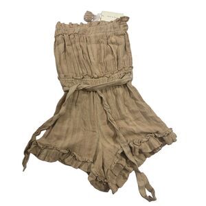 Nwt Sim & Sam Romper Women's Sz S Nude Pink Belted Shorts Ruffle Removable Strap